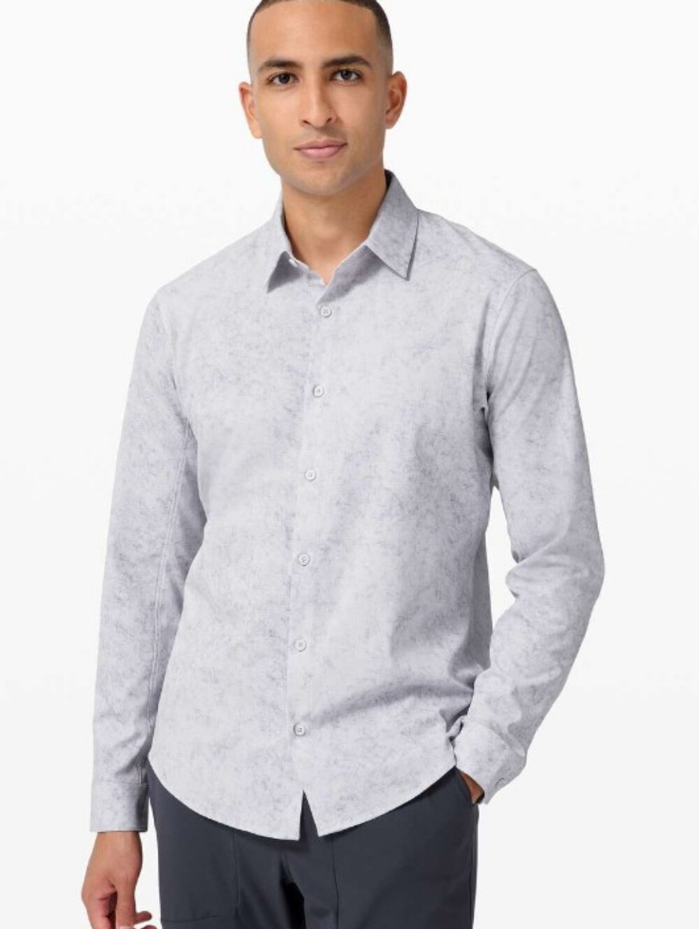 lululemon athletica Lightweight Long Sleeve Shirt in Gravel Dust/Alpine White